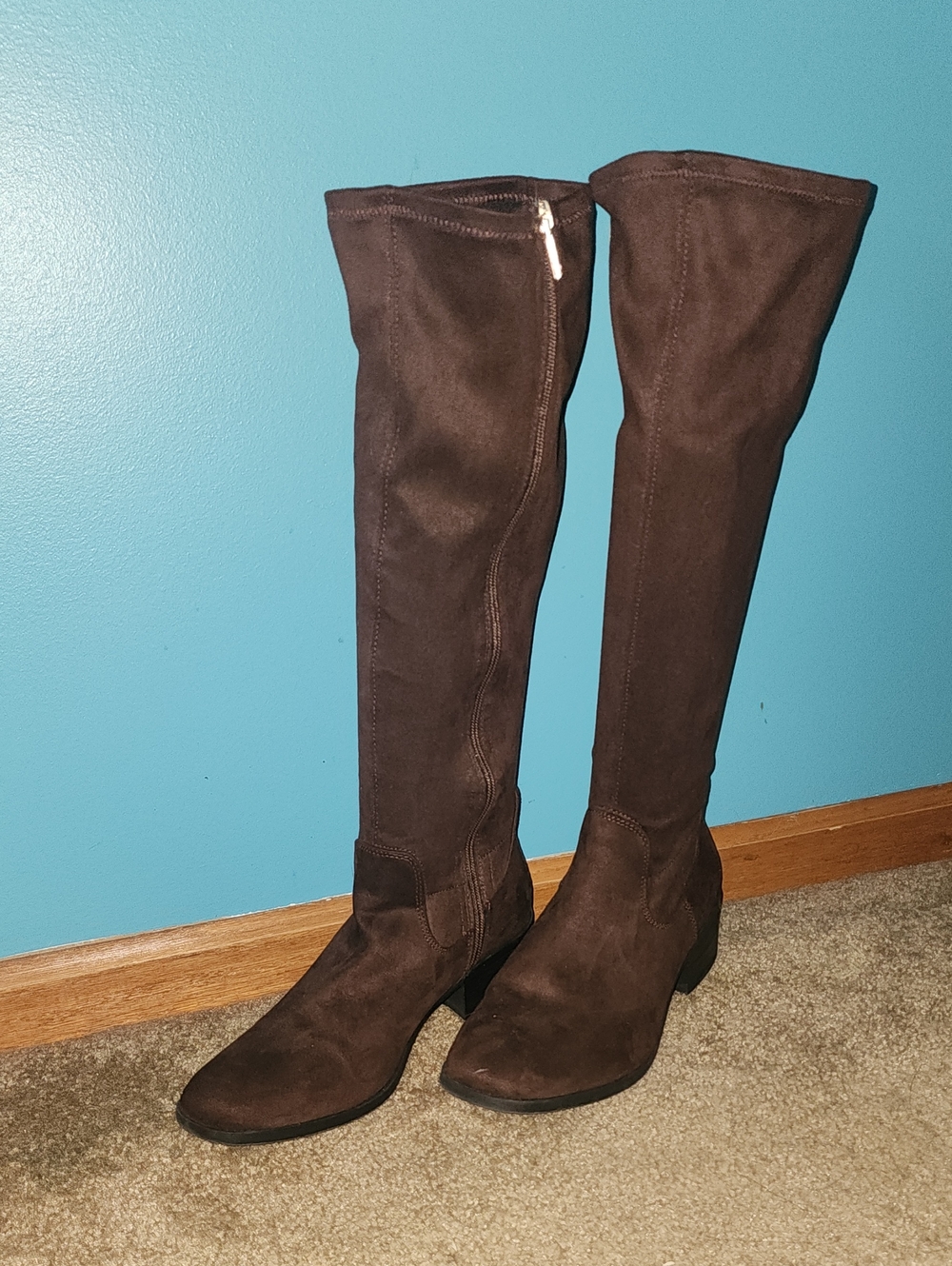 Kenneth Cole Stanford Faux Suede Tall Boots Brown Women's Sz 10